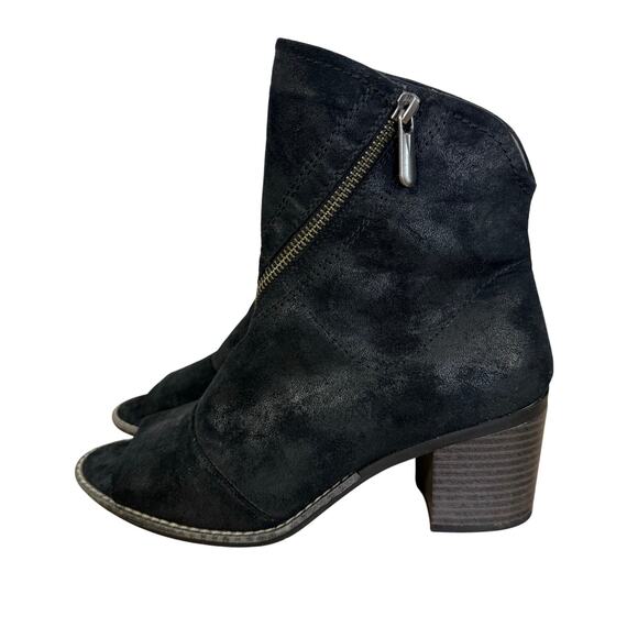 White Mountain Womens Factory Disitressed Black Open Toe Booties Size 6.5 - Picture 1 of 12